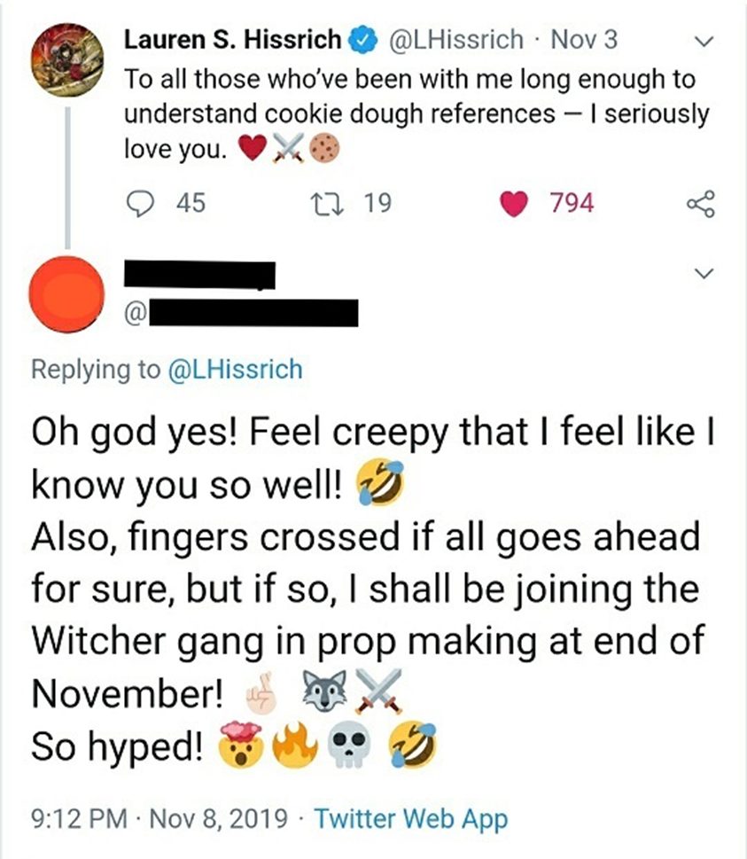 Вырезка из твиттера Лорен Хиссрич